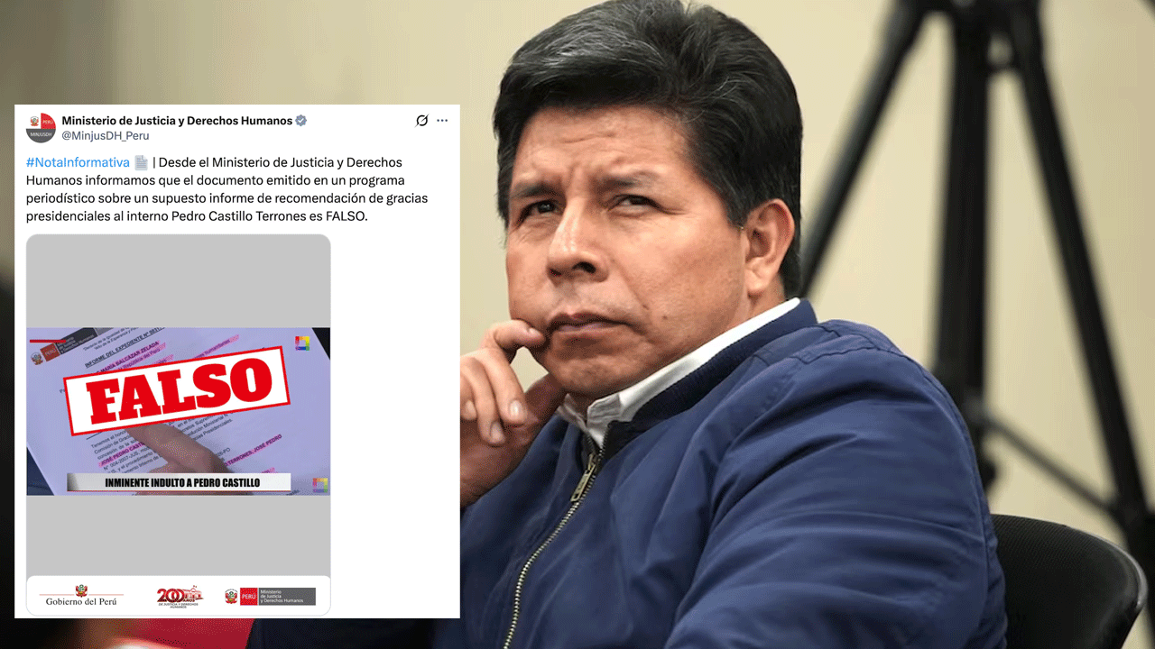 Ministerio de Justicia niega supuesta gracia presidencial para Pedro Castillo