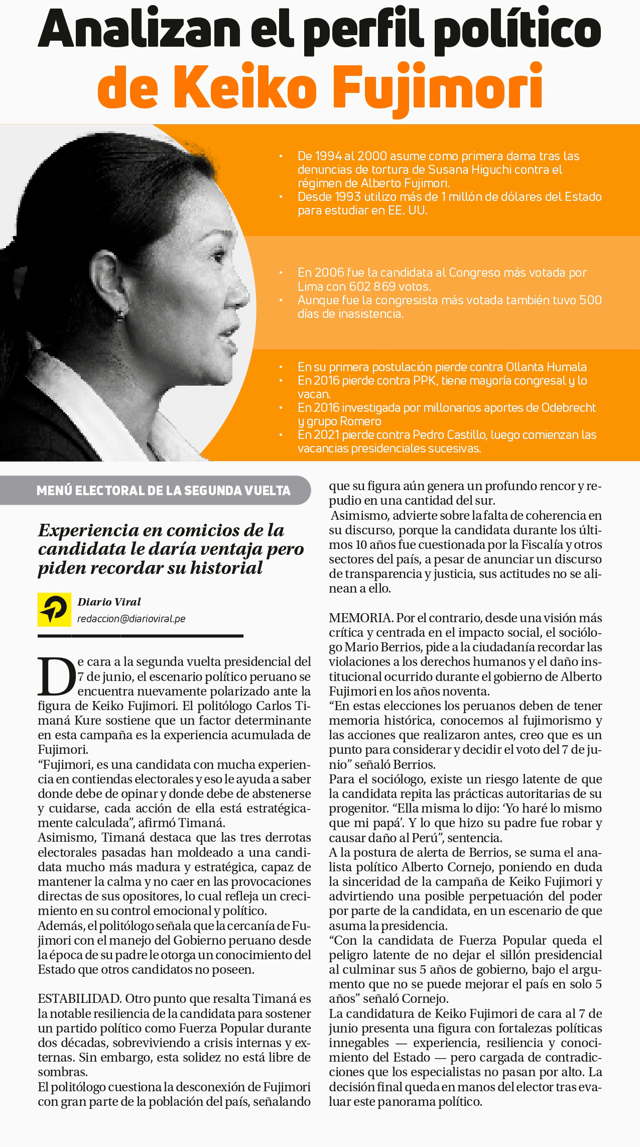 Analizan el perfil político de Keiko Fujimori